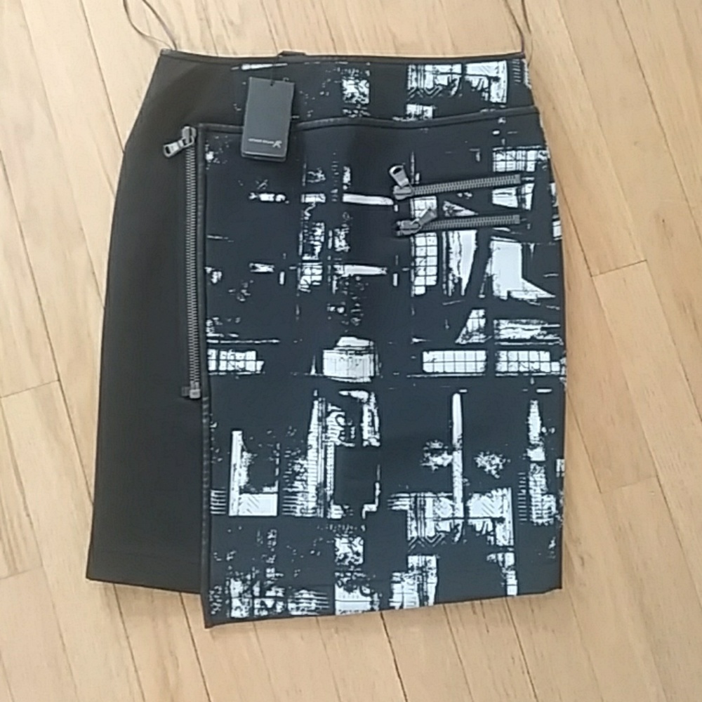 RARE Arthur galan nicki bonded skirt black white 6